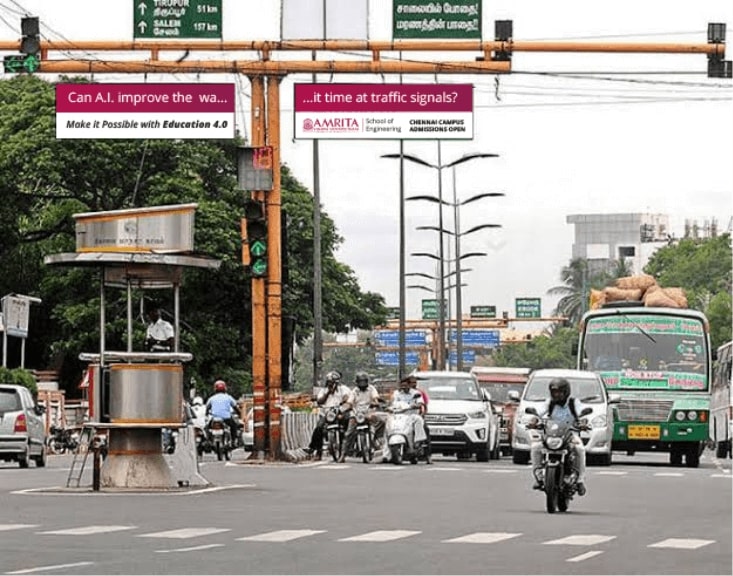 Hoarding designed by Design Foundry for Amrita, on display at a traffic signal