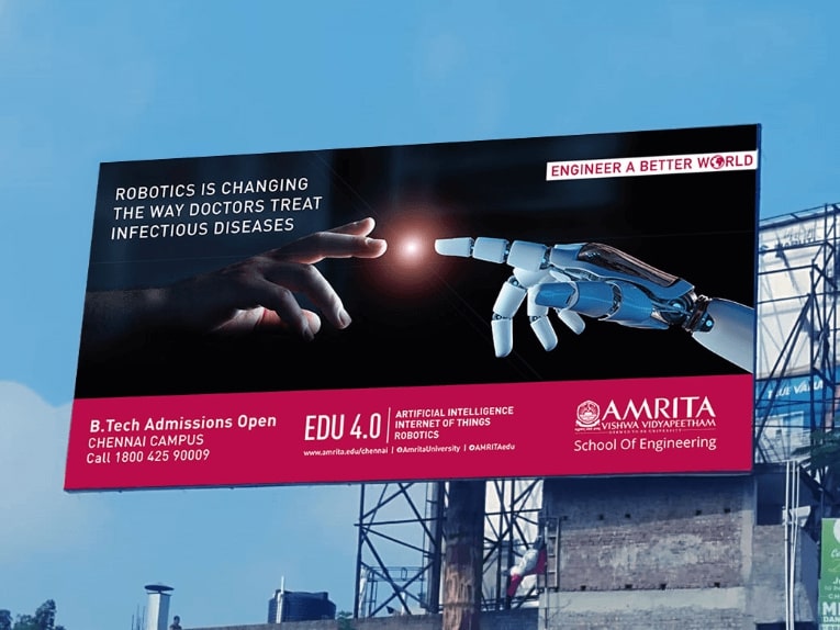 Hoarding designed by Design Foundry for Amrita, on display outside Apollo Hospitals