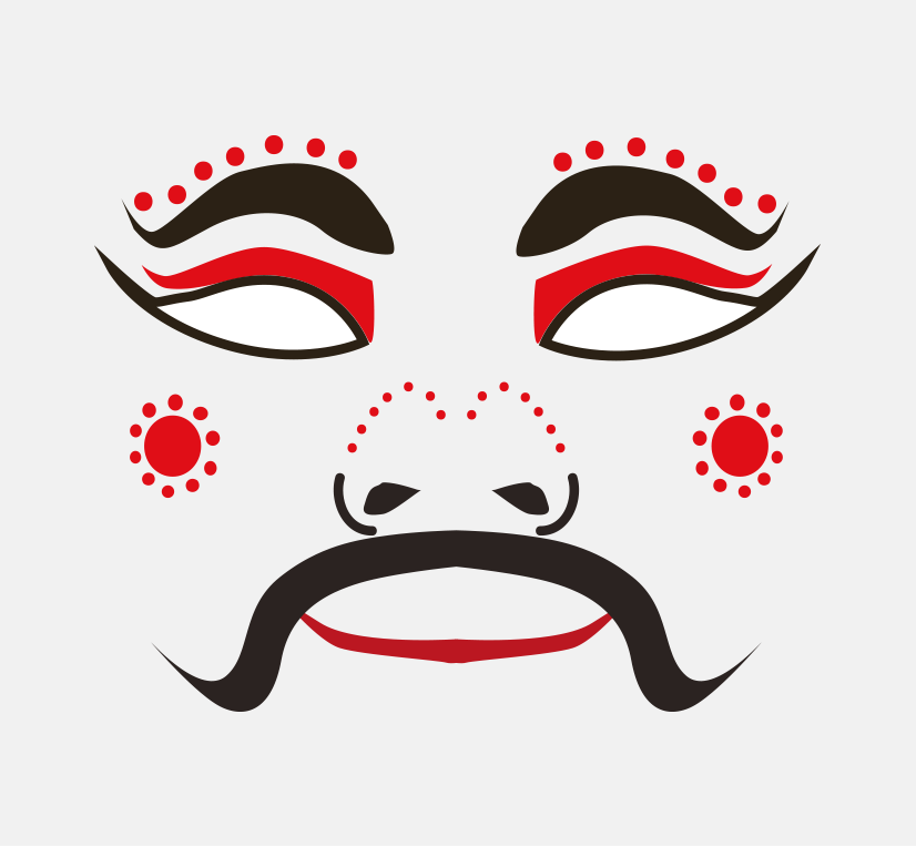 Illustration of a face with a festive south Indian mask, by Design Foundry