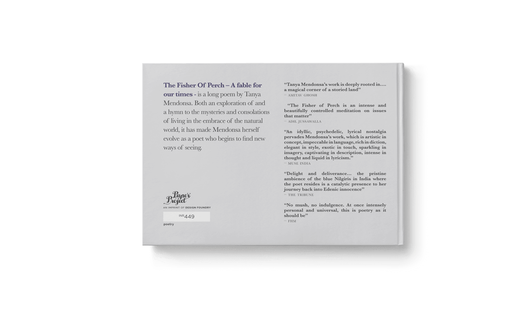 Back cover of The Fisher Of Perch, designed by Design Foundry, featuring testimonials.