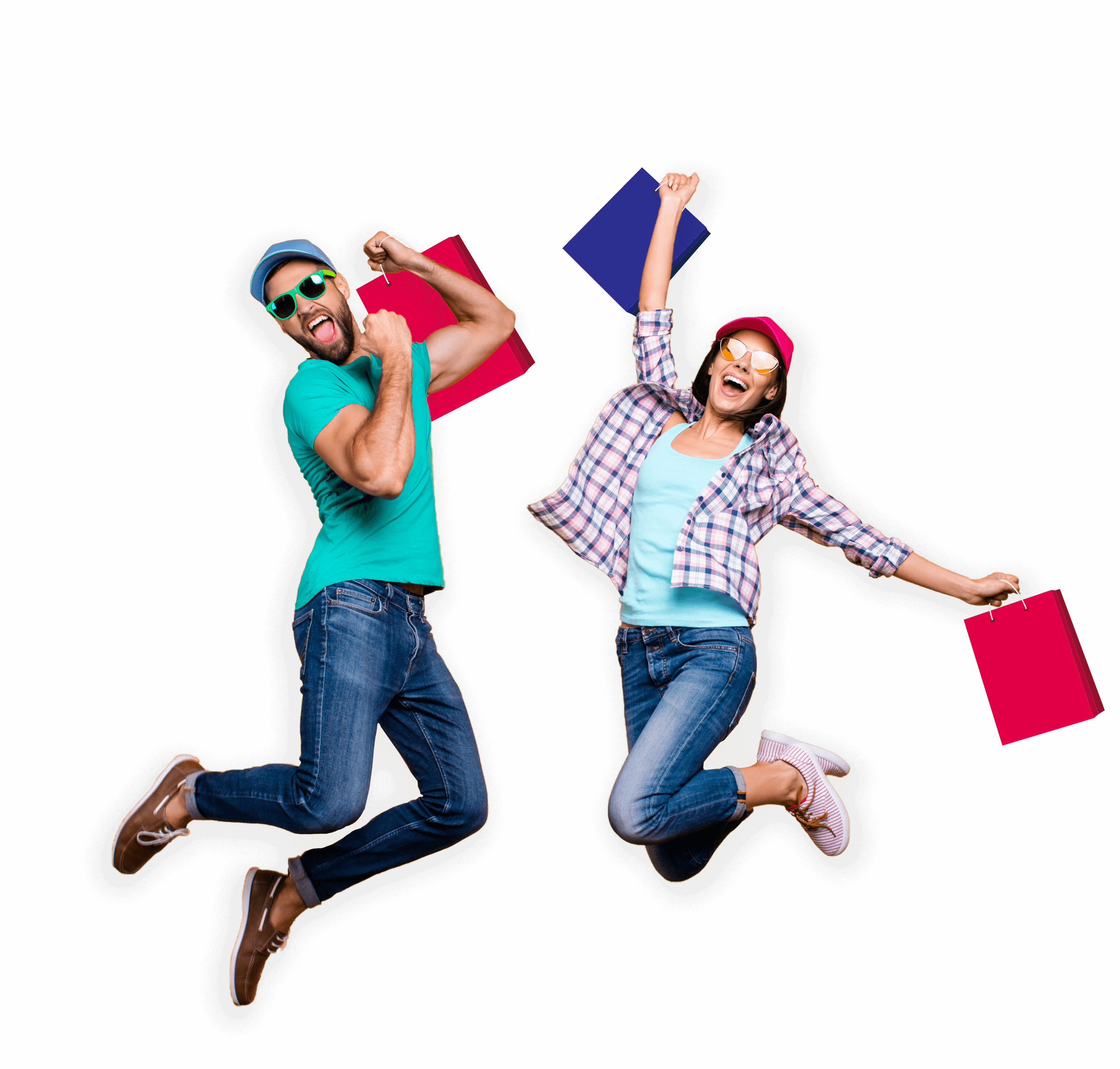 A stock image of models with shopping bags